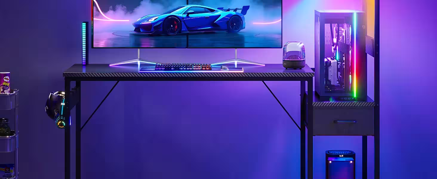 escritorio para juegos con iluminación LED
