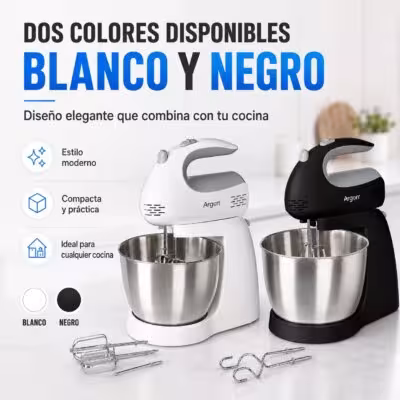 300W Countertop Stand Mixer with 3L Stainless Steel Bowl, Electric Mixer for Baking with Beater Whisks and Dough Hooks, Compact Design 21x30.5x19.5cm 1