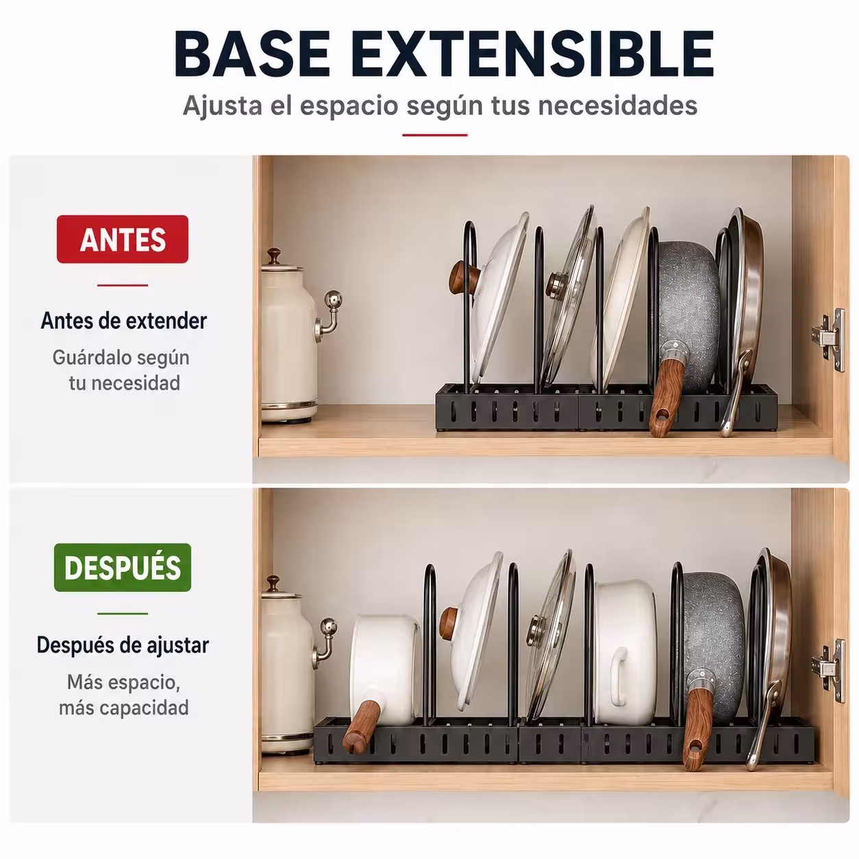 organizzatore per pentole regolabile