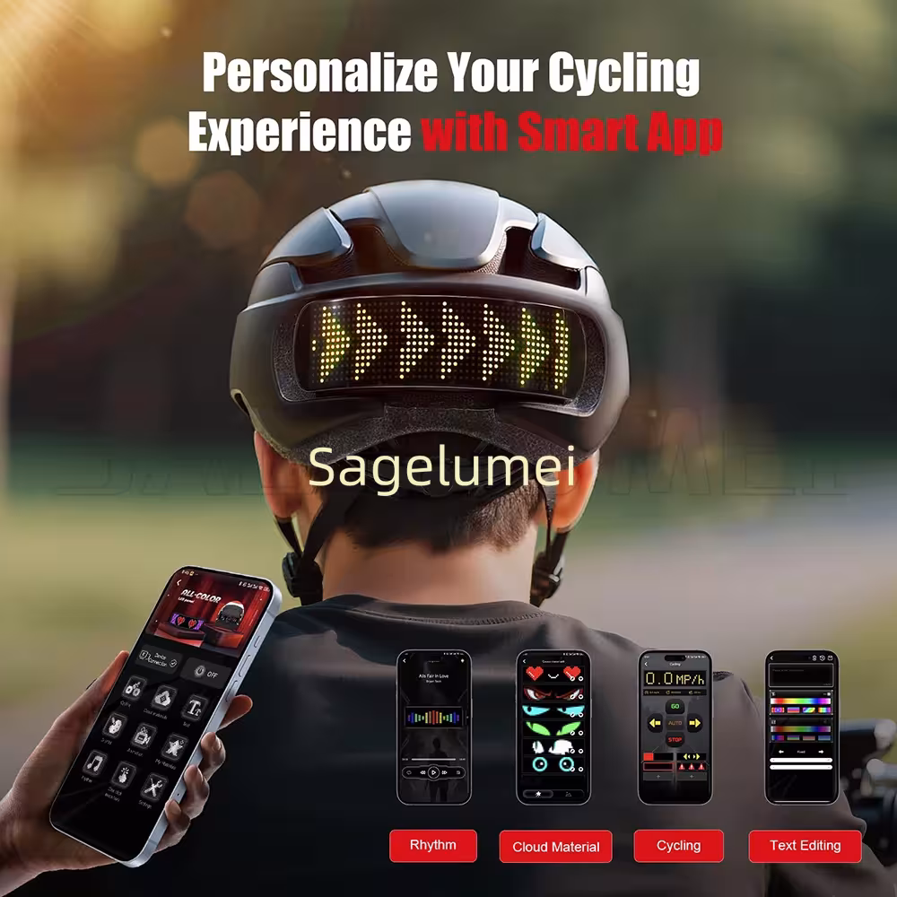 Casco para bicicleta con pantalla LED, control inteligente a través de la aplicación y tamaño ajustable para adultos