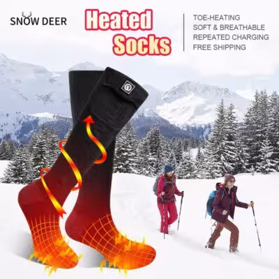 Šildomos kojinės su akumuliatoriumi žiemai, unisex, slidinėjimui ir žygiams