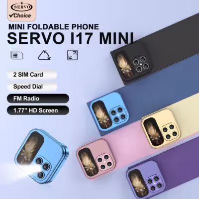 SERVO I17 Mini Flip Mobile Phone 2G Network 1.77inch Screen Dual SIM Flashlight Speed Dial FM Radio Small Fashion Foldable Phone 1