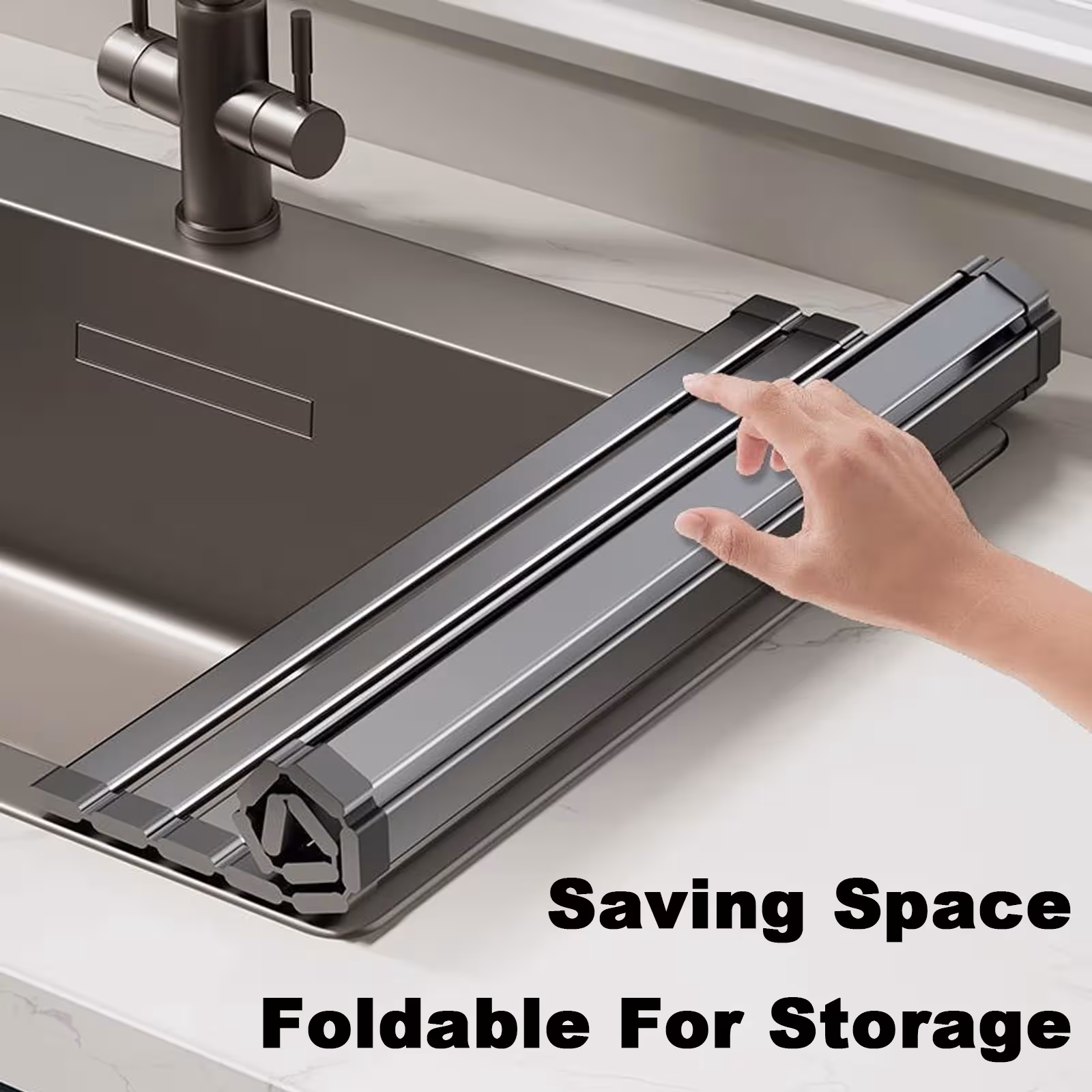 Foldable dish drying rack for the sink