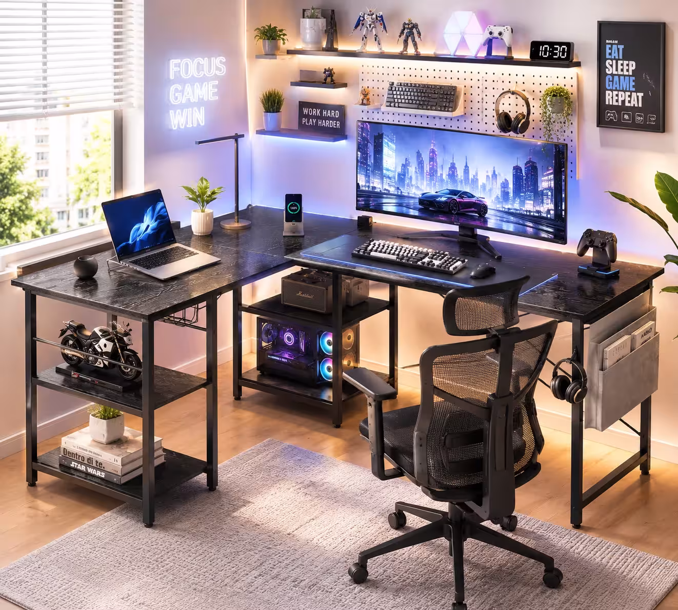 Computer desk with shelf
