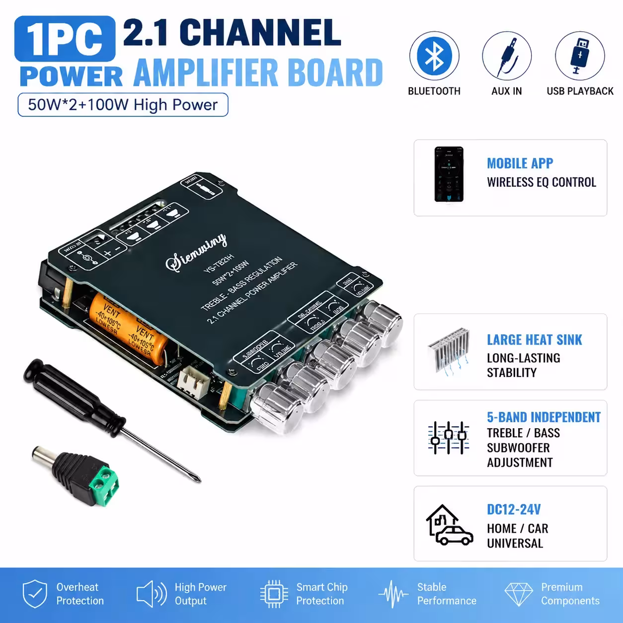 Placa amplificadora Bluetooth de 2.1 canales