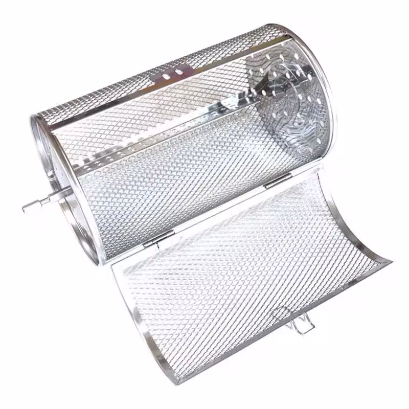 Bac à griller rotatif en acier inoxydable pour la cuisson et les grains de café