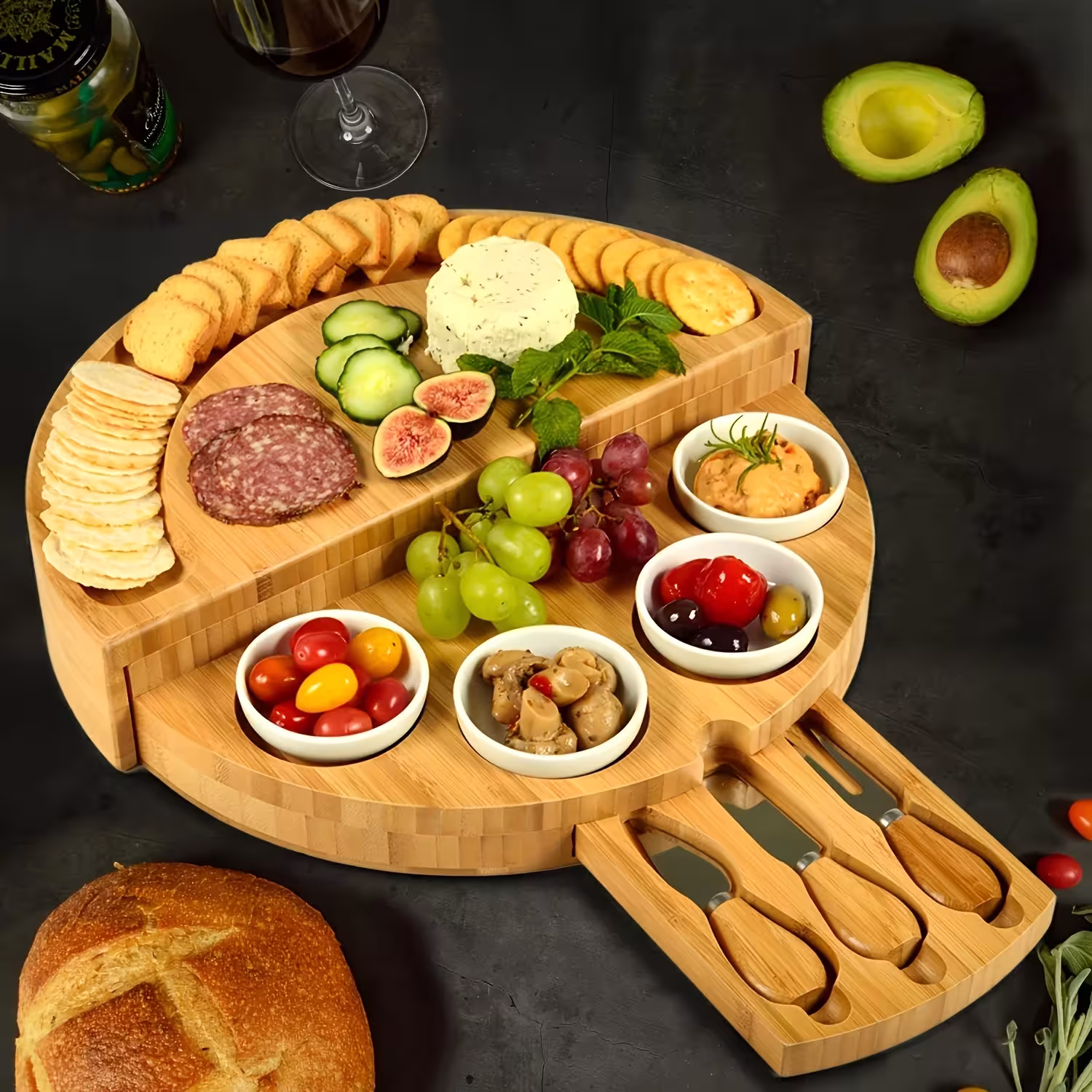 portable bamboo cheese board