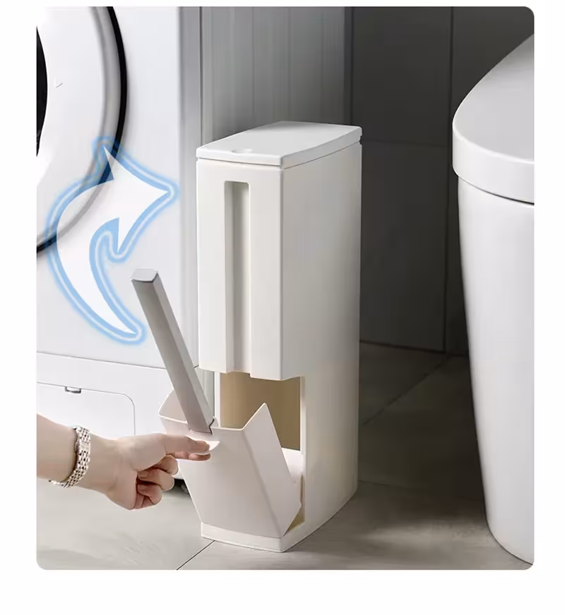Garbage bin with toilet brush