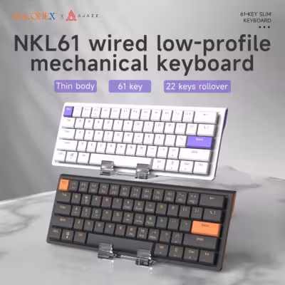 Clavier mécanique filaire AJAZZ NKL61, ABS, à faible course, pour le travail de bureau
