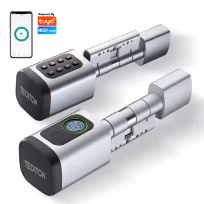 Euro TTLock APP Fingerprint or Code Password Digital RFID Card Cylinder Smart Door Lock Electronic with Alexa Google Home 1