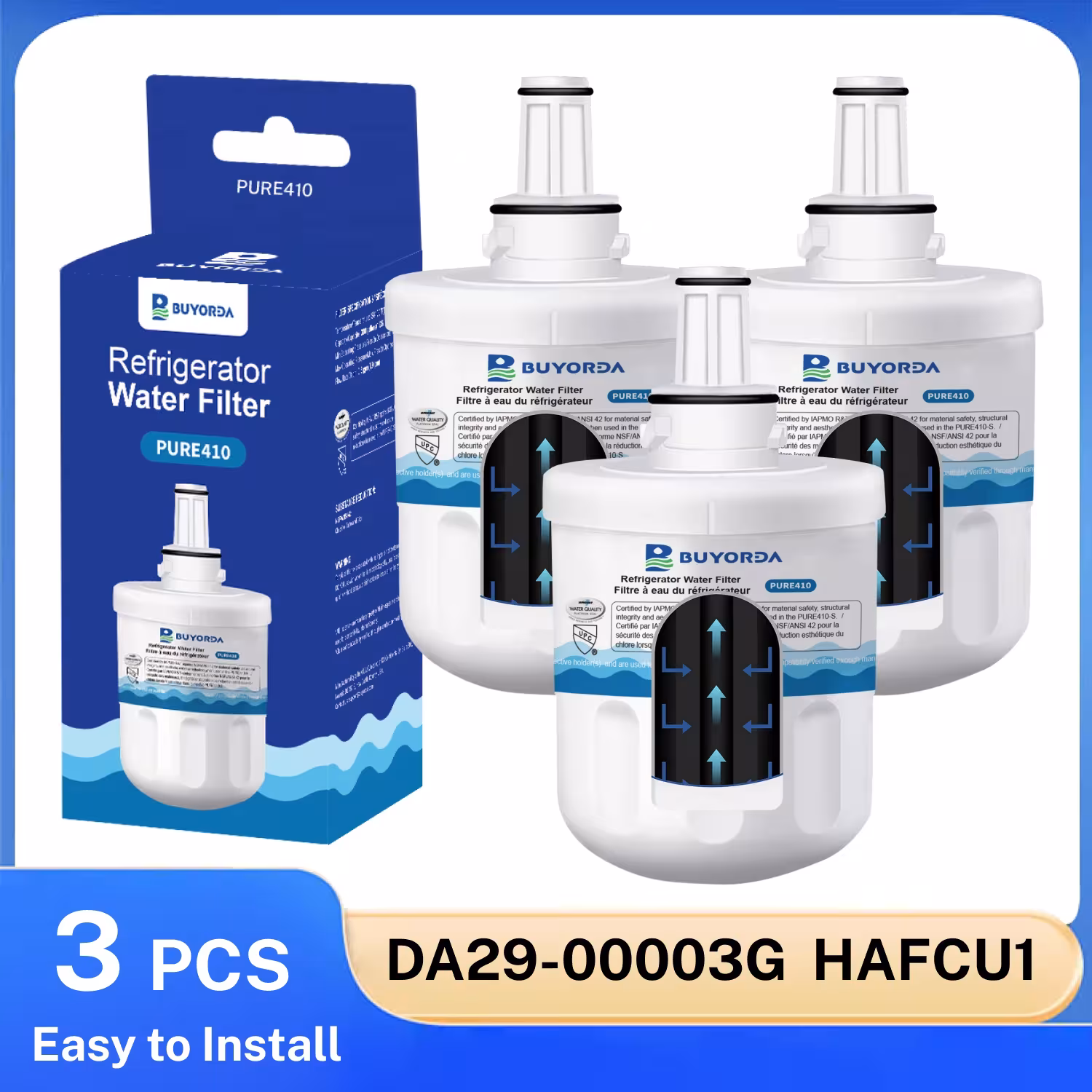 Cartouche de filtre à eau pour réfrigérateur, compatible avec Samsung DA29-00003G, DA29-00003B, HAFCU1