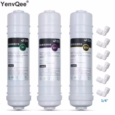 1 MICRON PPF+Granular Activated Carbon Filter UDF+ CTO Carbon Block Filter WATER FILTER Cartridge For 5 STAGE REVERSE OSMOSIS 1