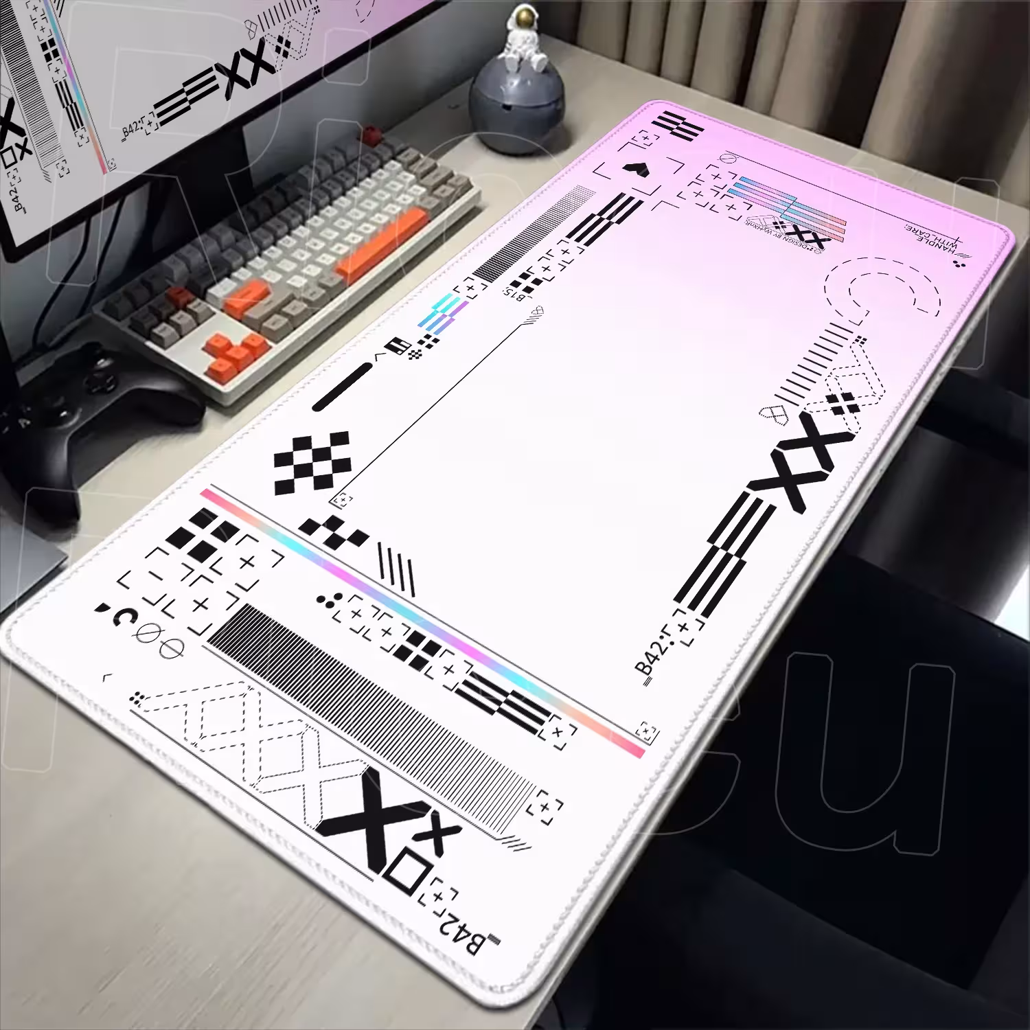 Alfombrilla de ratón con temática de CS:GO, diseño animado en color rosa, para jugadores, 400x900mm, antideslizante