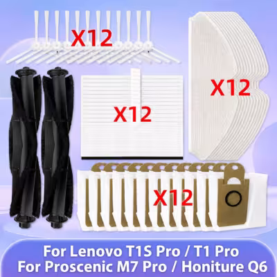 Fit For Lenovo T1S Pro / T1 Pro/ Proscenic M7 Pro / Honiture Q6 Parts Roller Side Brush Cover Guard Filter Mop Cloth Dust Bag 1