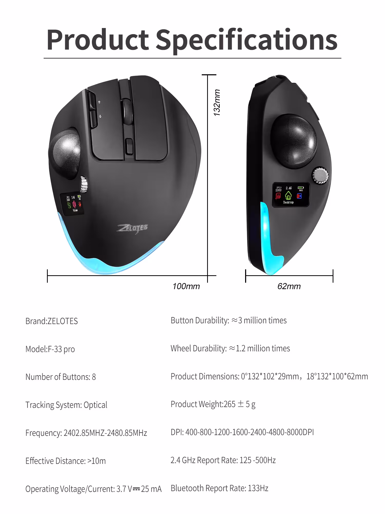 belaidė ergonomiška trackball pelė