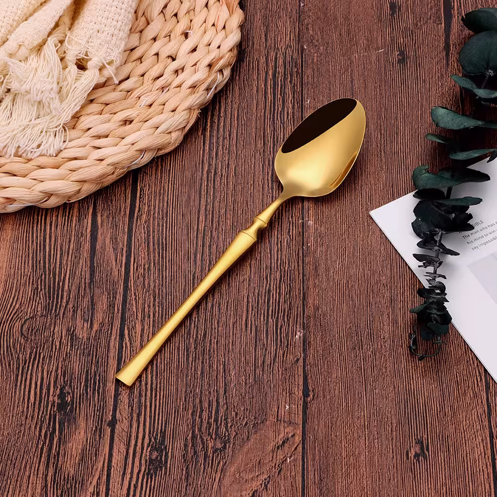 Gold cutlery set.