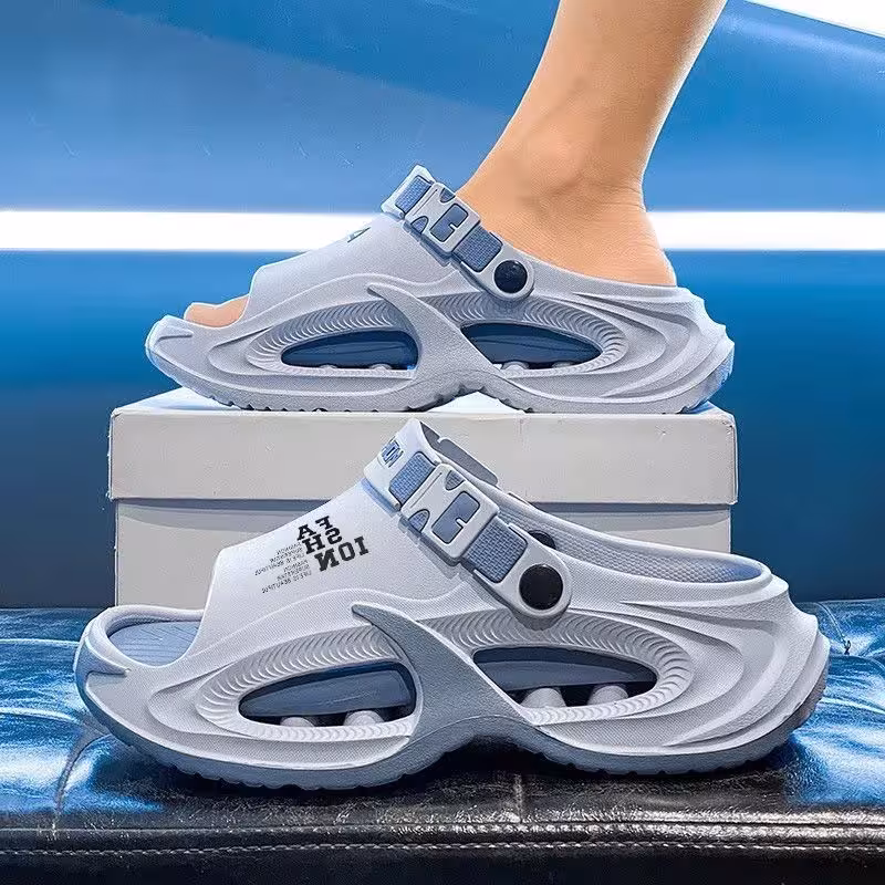 Men's 2-in-1 sandals/slippers for summer, with a thick sole, non-slip, and water-resistant.
