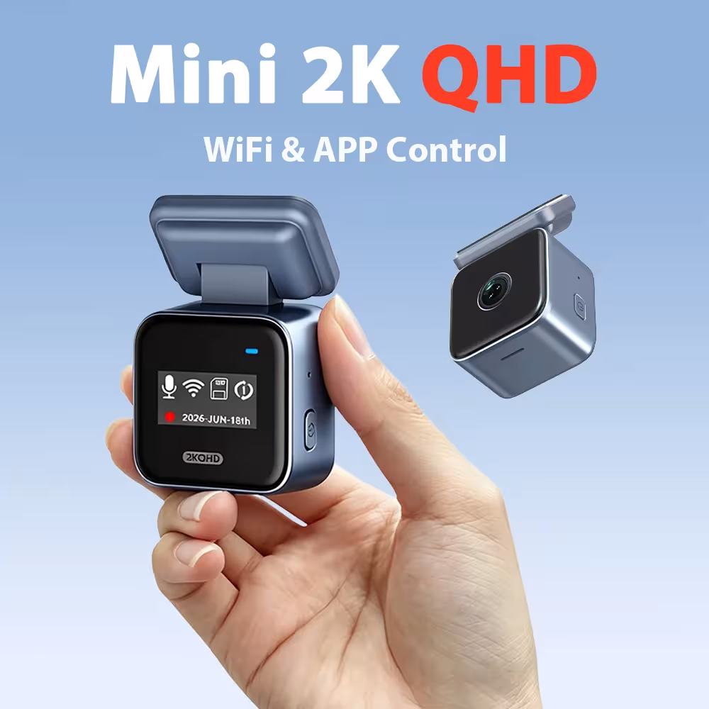 Mini Dashcam 2K WiFi avec vision nocturne et mode parking 24h