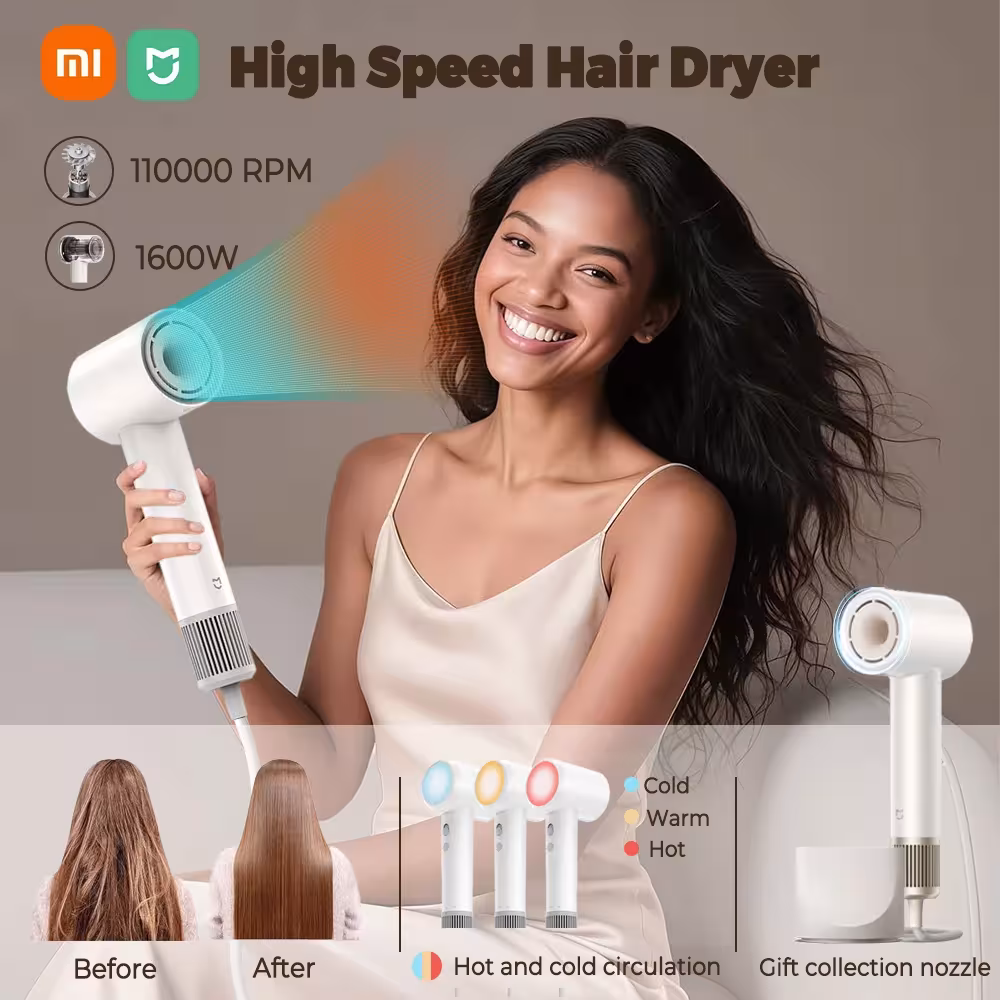 Sèche-cheveux professionnel Xiaomi Mijia, 1600W, 110000 tours/min, ionisation