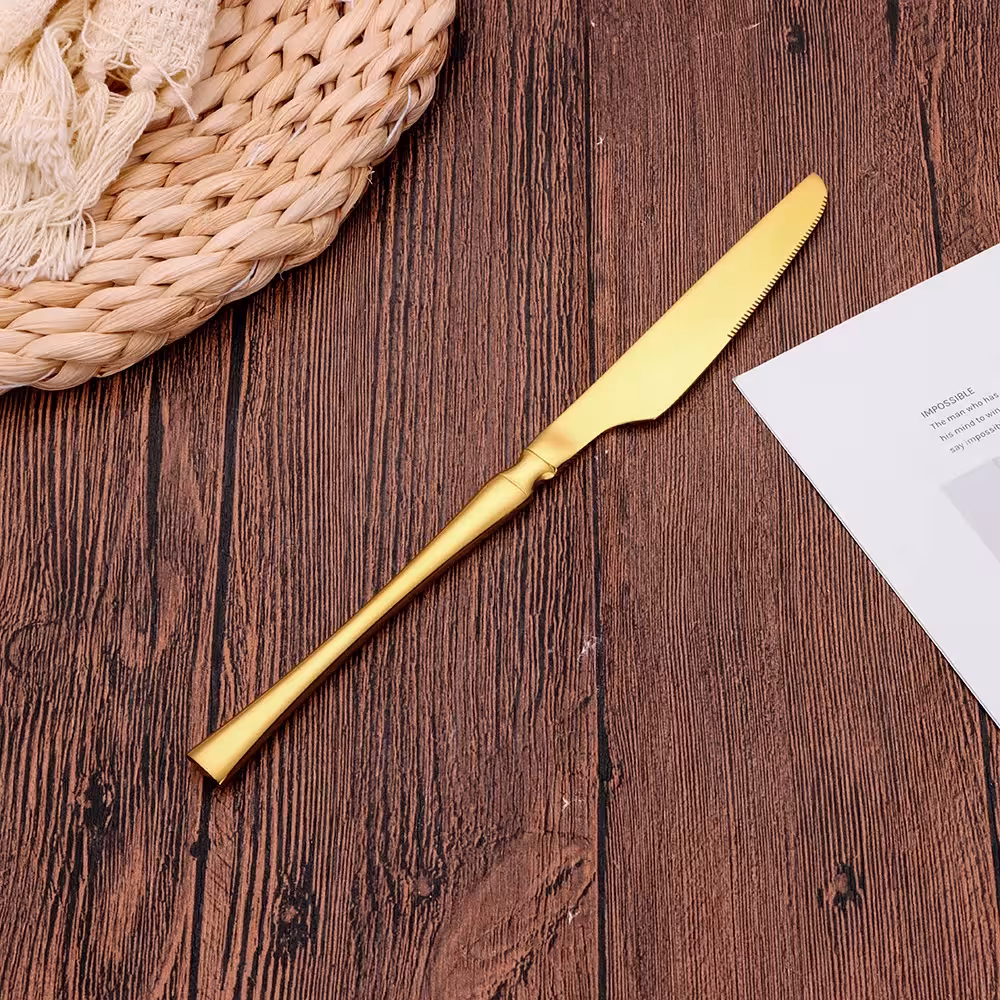 Gold cutlery set.