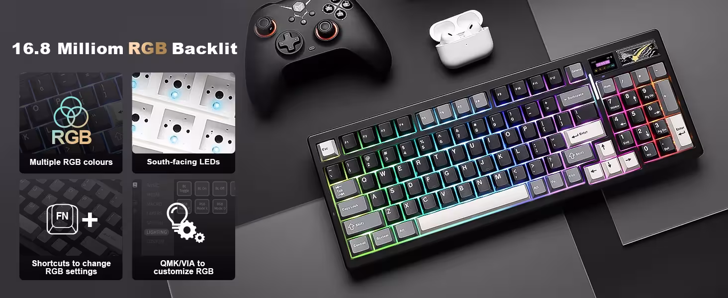 Mechanical gaming keyboard with LCD screen