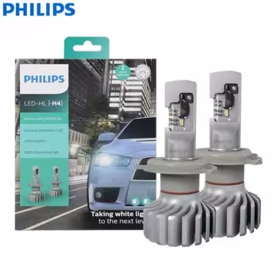 Philips Ultinon Pro5000 LED H4 Car Bulb LED Headlight 5800K White +160% Bright 9003 Auto Lamp 15W High Low Beam 11342U50CWX2, 2x 1