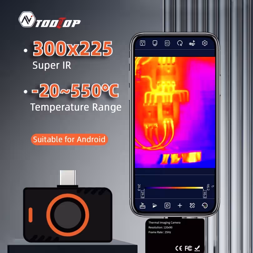 Module de caméra thermique Android TOOLTOP T5 300×225 Super IR, thermomètre infrarouge Type-C