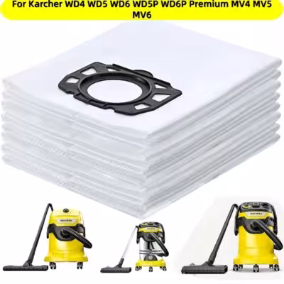 Dust Bags for Karcher Vacuum Cleaner, WD4 WD5 WD6 WD5P WD6P MV4 MV5 MV6 Wet & Dry Vacuum Cleaner, Dust Bags Karcher 2.863-006.0 1