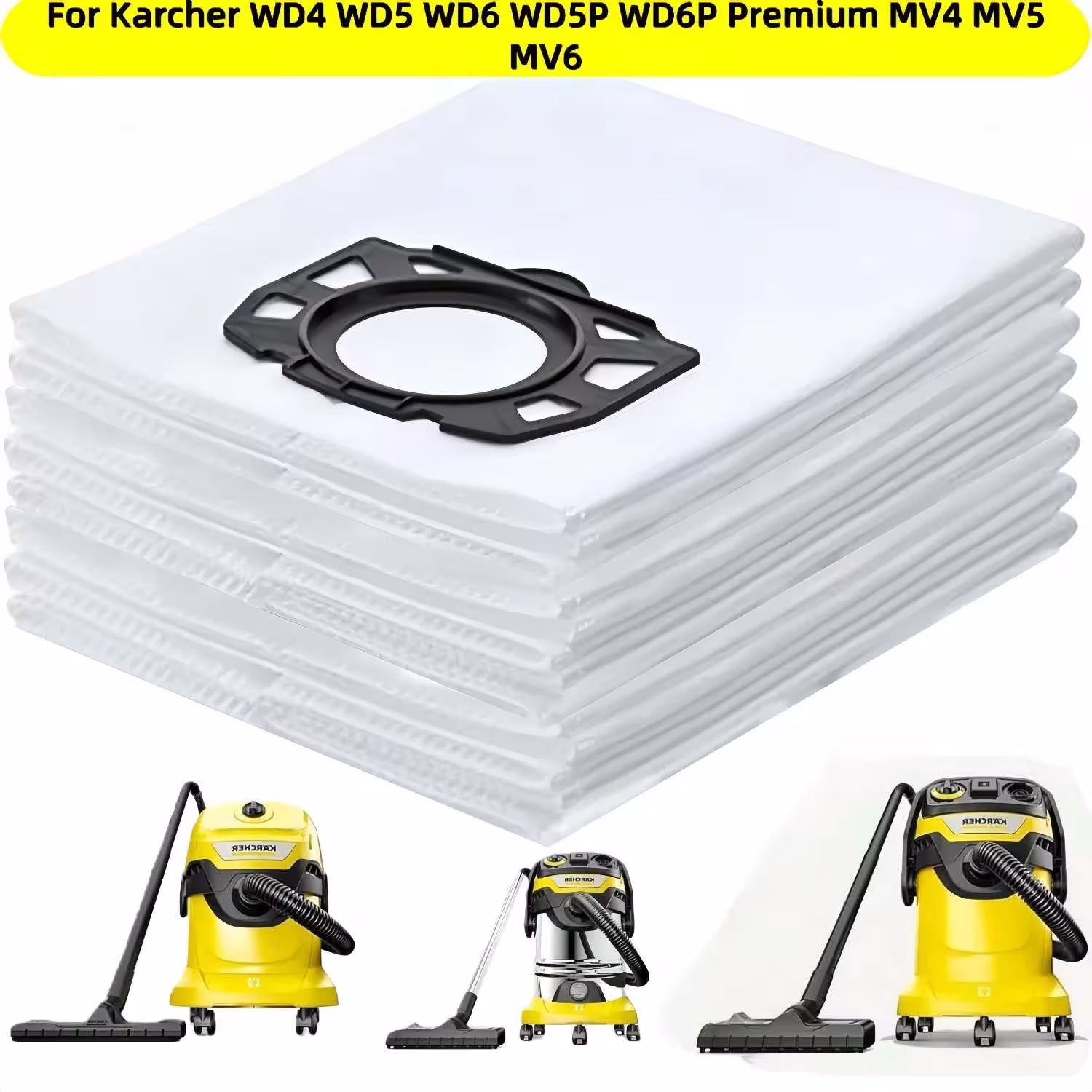Dust bags for Karcher WD4 WD5 WD6 MV4 MV5 MV6 vacuum cleaners, 2.863-006.0