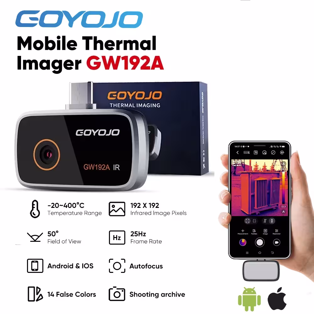 GOYOJO GW192A terminis vaizdo kameros priedas telefonui, USB-C infraraudonųjų spindulių termovizorius