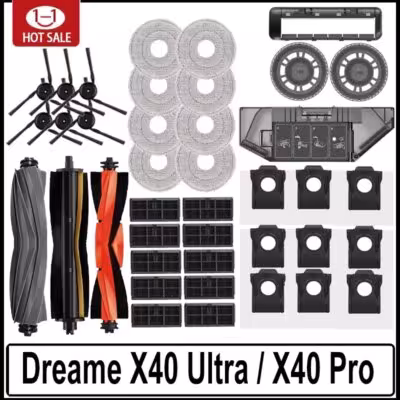 Dreame X40 Ultra / X40 Pro / L40 Ultra Robot Vacuum Spare Parts Main Side Brushes Mop Cloths HEPA Filters Dust Bags Accessories 1