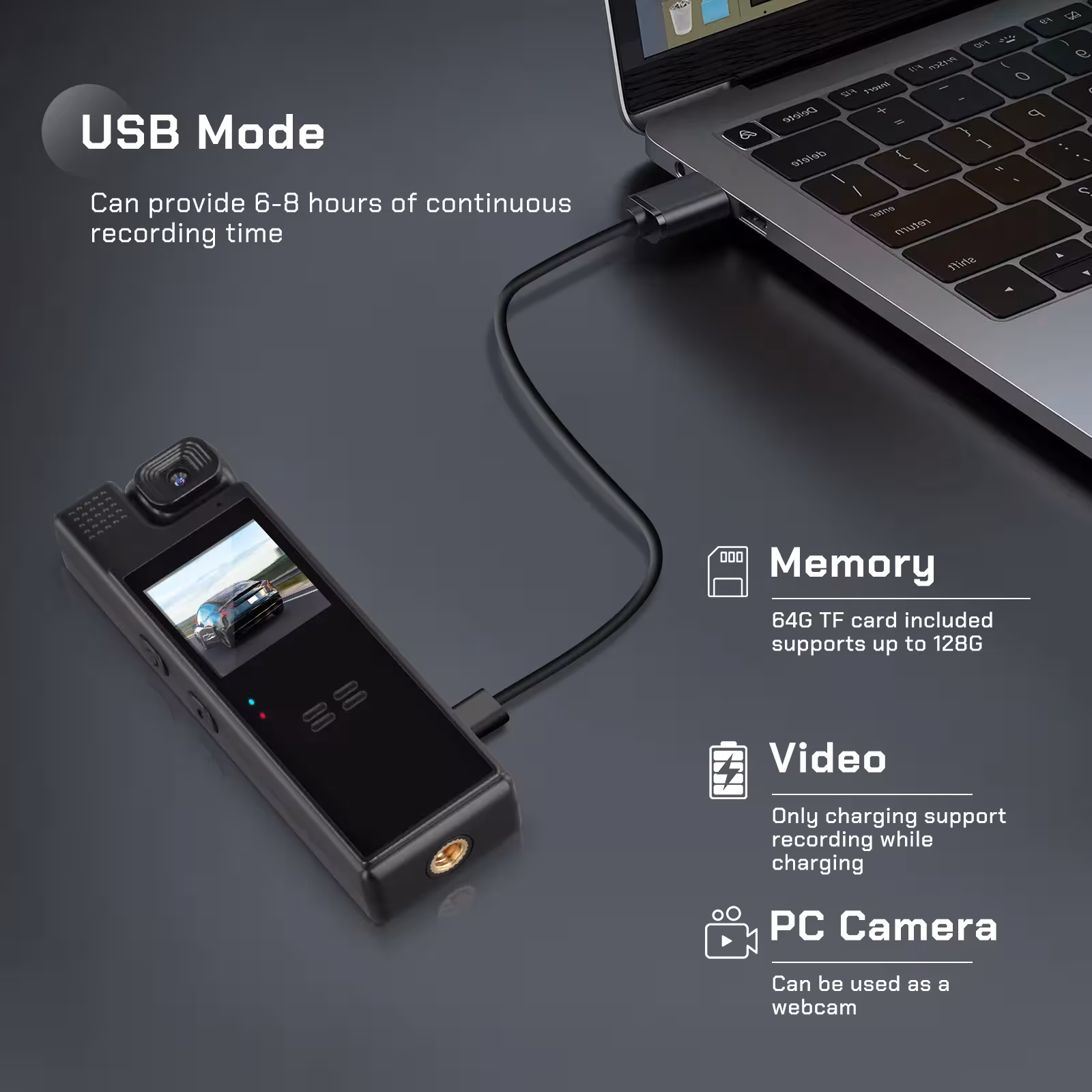 kūno kamera su 64GB atmintimi