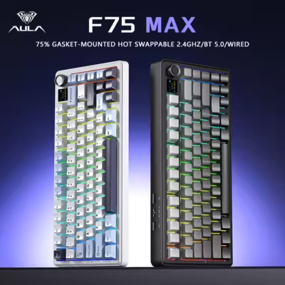 AULA F75 MAX Gaming Mechanical Keyboard 75% Wired/Bluetooth/2.4G Hot-Swap RGB E-sports Keyboard with TFT Screen for PC/Mac  ﻿ 1