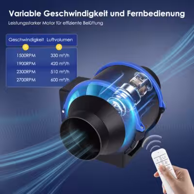 4" 6" Inline Duct Fan 100mm 150mm Adjustable Speed Pipe Exhaust Fan Extractor Air Ventilator for Bathroom Toilet Smoke 2