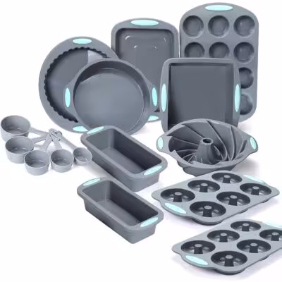 Silicone Fluted Cake Pans Non-Stick Kitchen Oven Baking Pans Easy Release Oven Cake Molds with Muffin Pan Donut Pan Loaf Pan 1