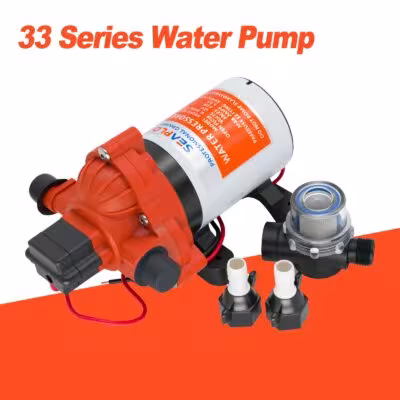 12V 3GPM 45PSI Self-Priming Water Pressure Pump with Built-In Pressure Switch | On-Demand RV Marine Fresh Water Pump 1