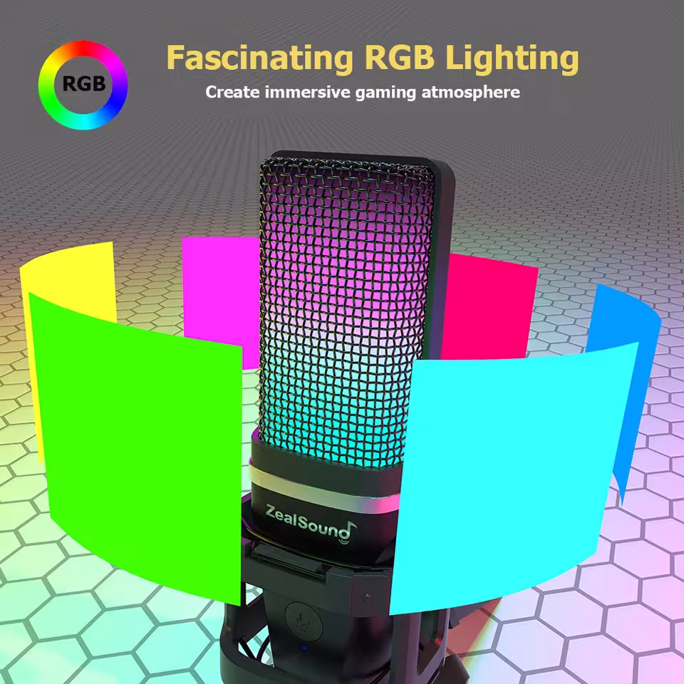RGB USB kondensatorinis mikrofonas