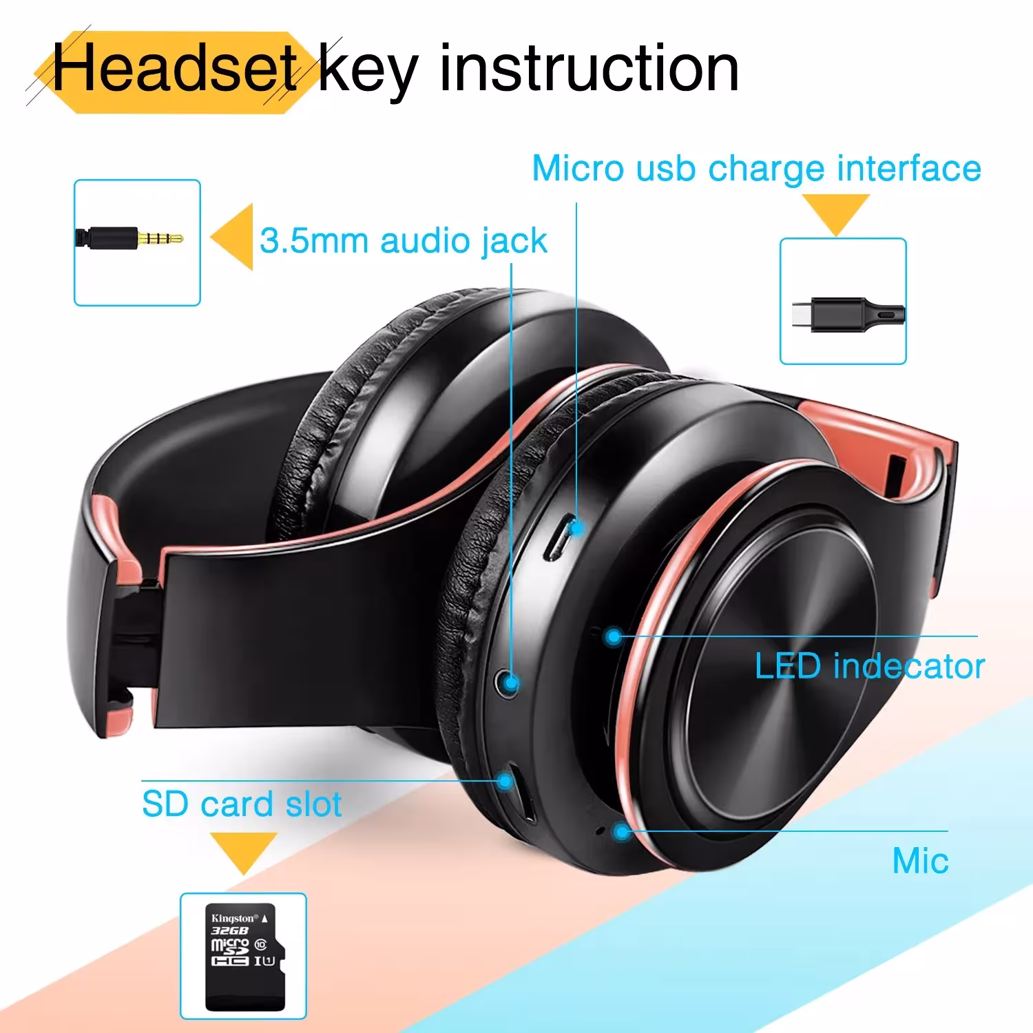 Cuffie Bluetooth wireless con microfono