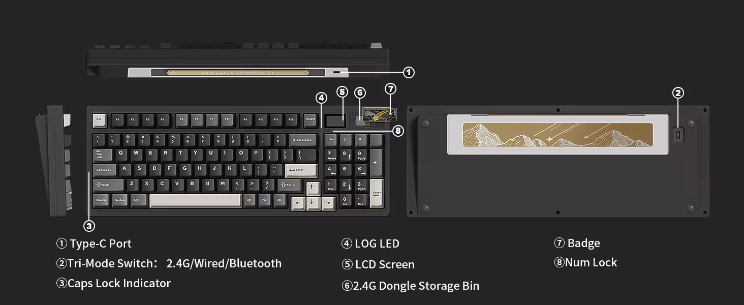 Mechanical gaming keyboard with LCD screen