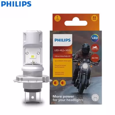 Philips Ultinon Moto Rally HS1 LED Headlight AC/DC 6500K Bright White LED Lamp Motorcycle High Low Beam PX43t Bulb 11636UMRX1 1