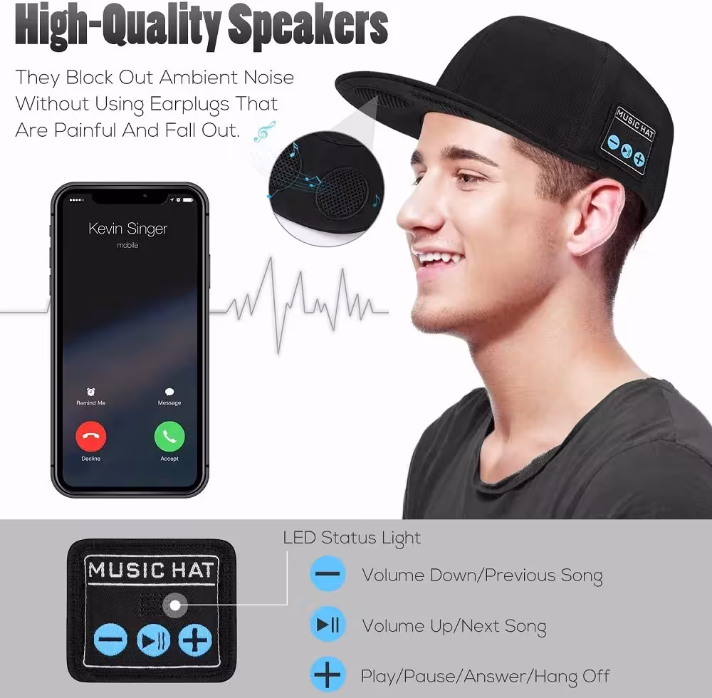 Bluetooth kepurė su garsiakalbiu