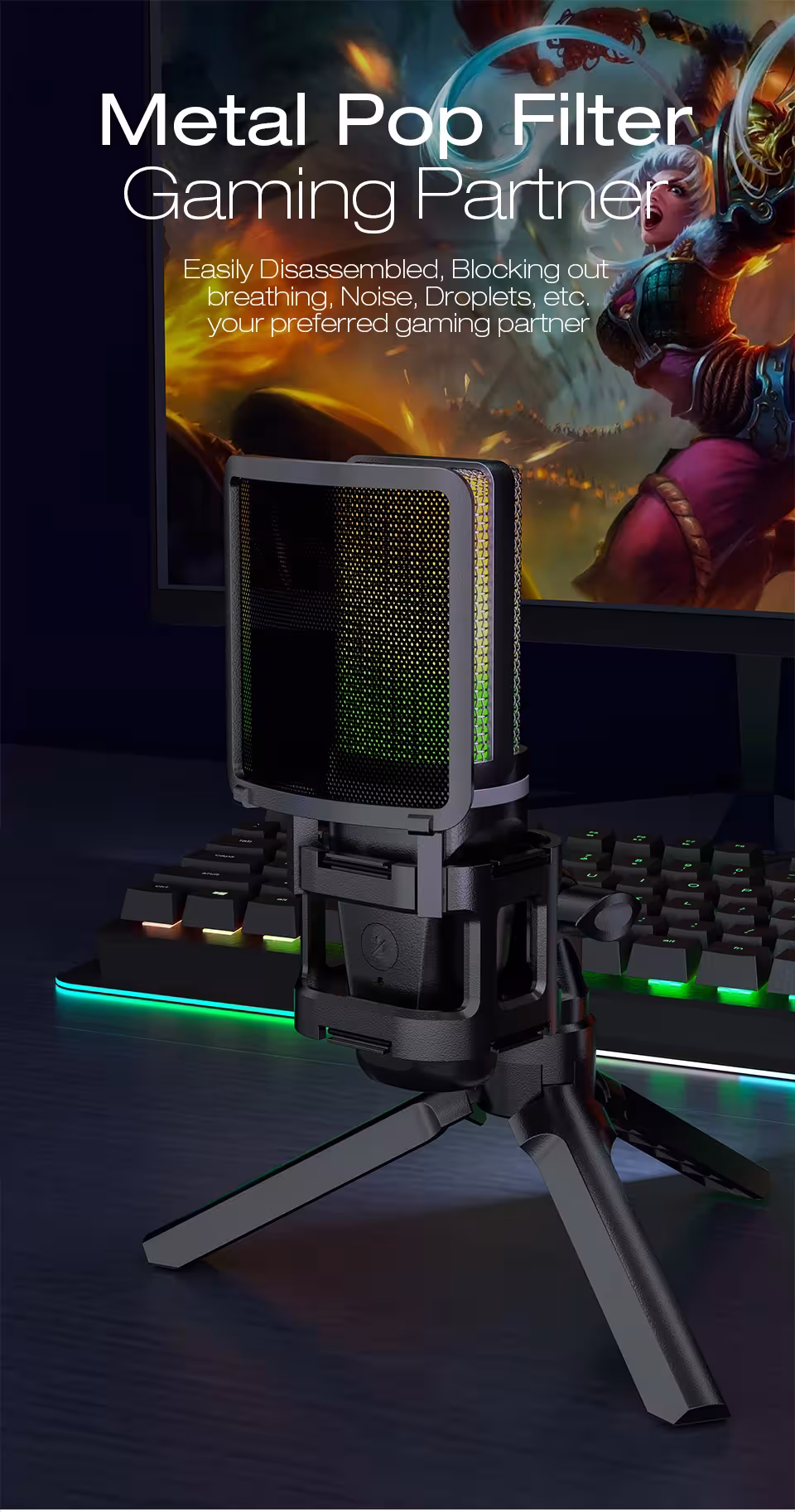 RGB USB kondensatorinis mikrofonas