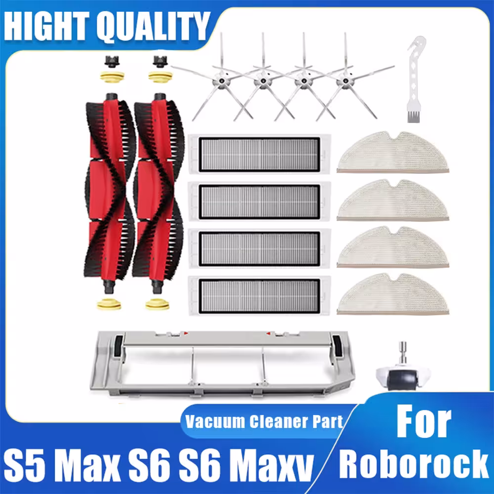 Kit de pièces de rechange Roborock S5 Max S6 S6 MaxV : brosse, filtre HEPA, chiffon.