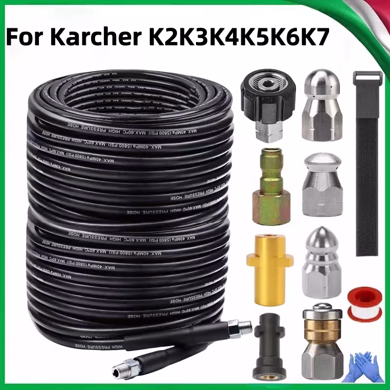 Abflussreinigungs-Schlauch 2-35 m mit Drehkupplung, Karcher K2-K7 Set