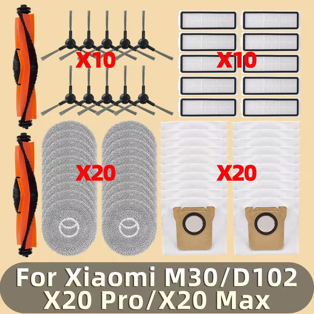 Pièces de rechange pour Xiaomi Mijia M30 D102, X20 Pro D102GL, X20 Max D109GL pour sac d'aspirateur, brosses, filtres