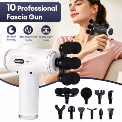 High Power Fascia Massage Gun Replaceable Massage Heads High-Frequency Vibration Body Massage Gun Full Body Muscle Relaxation 1