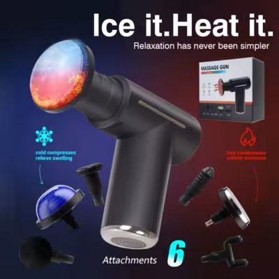 Deep Tissue Massage Gun with Heat Cold 6 Speeds Handheld Percussion Massager Fascia Gun For Body Back Neck Leg Massage Tools 1