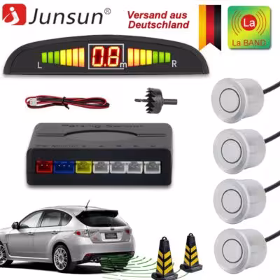 Junsun Car Parking Multiple Radar Car Parktronic 4 Sensors Backlight Reverse Backup Radar Detector System 1