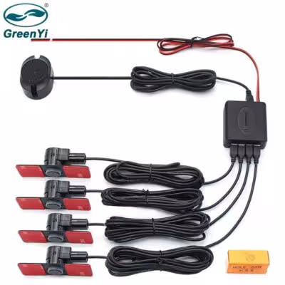 GreenYi Car Parking Sensor Assistant Parktronics 4 Black/Silver/White 13mm Flat Sensors Reverse Radar Sound Buzzer Alarm Sound 1