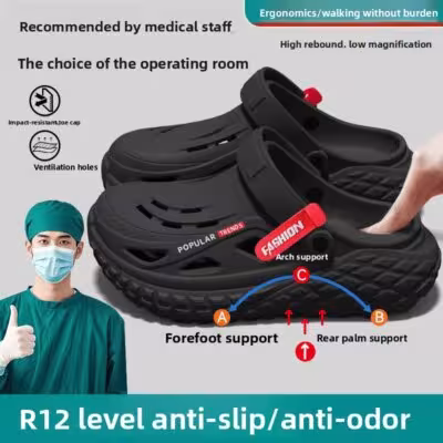 Operating room hole shoes men's 2026 summer new non-slip deodorant arch support wear wear wear cool slippers men 1